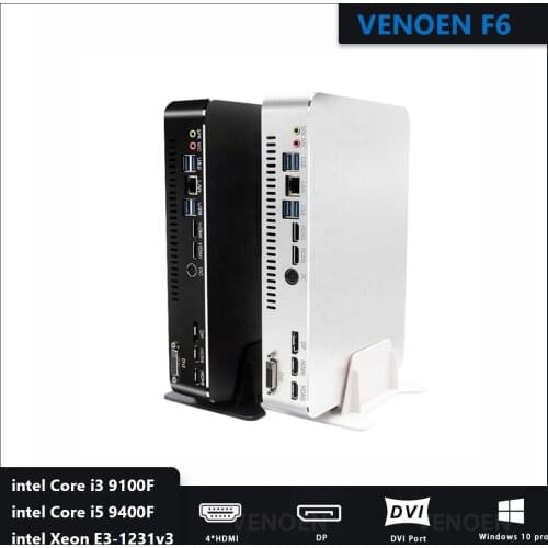 VENOEN NVIDIA 4K Gaming computer Intel Core 9th I3-9100F I5-9400F Xeon E3-1231 v3 GTX 1050ti minipc with Mutil HDMI DVI 2 lan DP