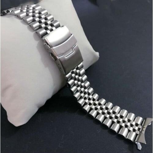 20mm 22mm Curved Stainless Steel Watch Band Strap Silver Polished Mens Luxury Replacement Metal Watchband Bracelet for seiko