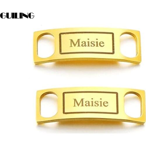 Dainty Marking Customized Name Logo Shoe Buckle Stainless Steel Nameplate Shoe Charm for Girl Personalized Friend Gift Jewelry