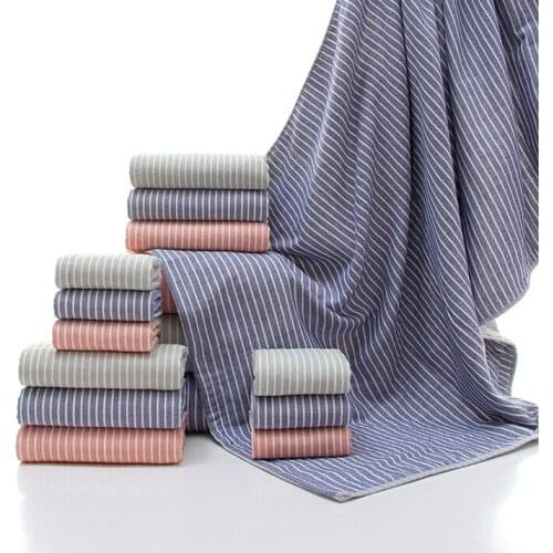 2020Three-piece cotton striped square towel bath towel set, soft and absorbent, no lint, 100% cotton bath towel set, terry gauze