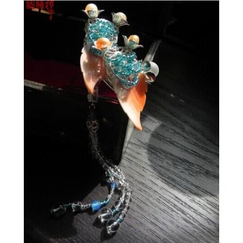 Shell Piece Two Playing Goldfish the Fishes Classical Hair Stick Vintage Jewelry Hanfu Costume Hair Accessory