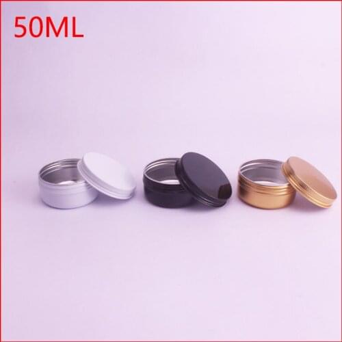 50ml aluminum jar 50 gram metal cream jar silver aluminum tin, 50g metal cosmetic container red/black/yellow/silver 100pcs/lot
