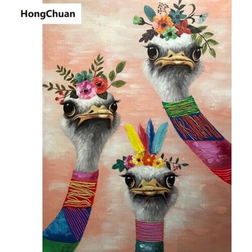 Cute Ostrich Animal 5D DIY Square/Round Diamond Painting Mosaic Mural Cross Embroidery Handicraft Home Decoration Christmas Gift