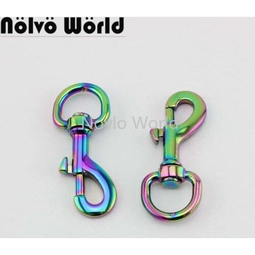Nolvo World 5-20-100pcs 6 colors 55*15mm rainbow metal buckle for bag dog collar clasps snap hooks for backpacks strap key chain
