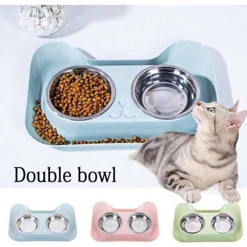 Double Stainless Steel Pet Bowls Travel Food Bowls For Cats Dogs Pink Outdoor Drinking Water Pet Dog Dish Feeder Tableware