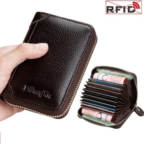 Female Card Holder with 20 Card Slots Genuine Leather Card Holder Wallet Rfid Anti Theft Credit ID Card Cover Men and Women