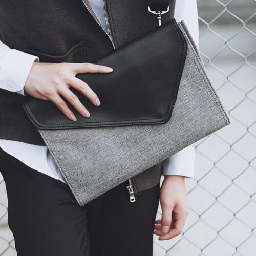 Autumn Winter New Mens Envelope Clutches Canvas+PU Leather Clutch Bag Large Capacity Business Hand Bag For Male Wallet Handbags