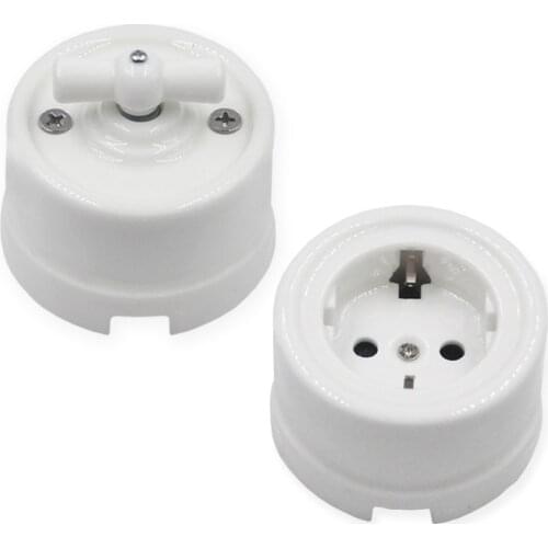 Set 1 Switch 1 Socket Home Improvement EU Standard Ceramic Wall Light Switch Power Socket