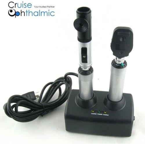 Rechargeable Desktop Ophthalmoscope and Retinoscope Set Halogen Bulb | 5 Apertures FDA Certificated Ophthalmoscope YZ24B-11D