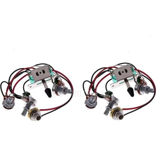 Electric Guitar Pickup Wiring Harness Switch Pots Jack for Tele Parts Replacement 2 Set