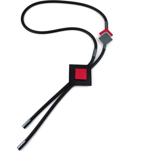 New Square Geometric Aluminum Sheet Pendant Necklaces For Women Long Necklace Black Rubber Female Jewelry Elasticity