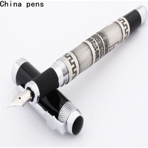 JINHAO 189 Silver one word is as heavy as nine tripods Business office Fountain Pen New