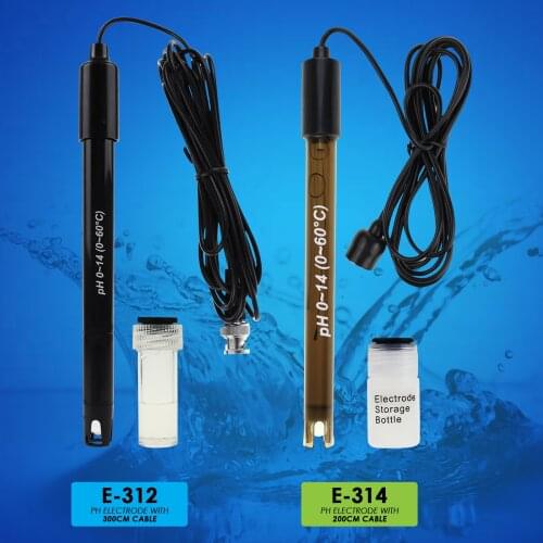 PH Electrode BNC Type Probe w/ Calibration Powder (pH 4.00/pH 6.86/pH 9.18), 150cm/200cm/300cm for Wide Liquid Application