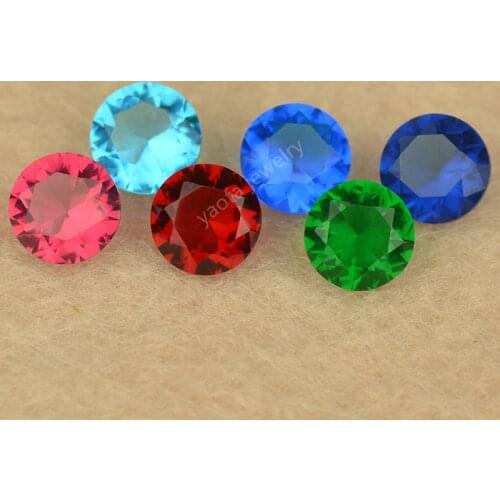 Sale 1~12mm 5A All Kinds Colors Round Shape Brilliant Machine Cut Glass Beads Loose Synthetic Gems Stone For Jewelry