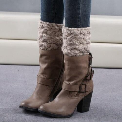 Thick Leg Warmers Short Women Winter Sport Hiking Boot Cuffs Christmas Camping Running Knitted Socks