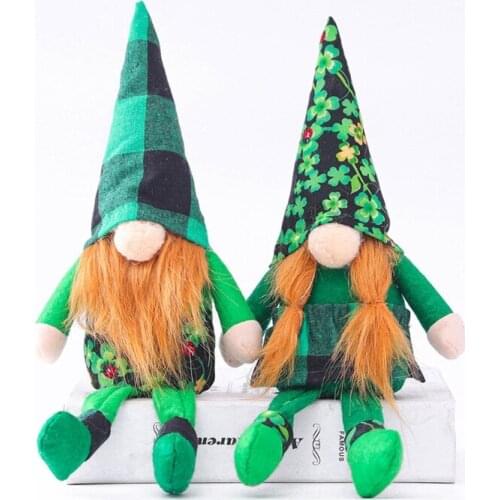 Patricks Day Tomte, Green Scandinavian Gnome Nisse Plush Clover Holiday Ornaments DecorationsRetailsale