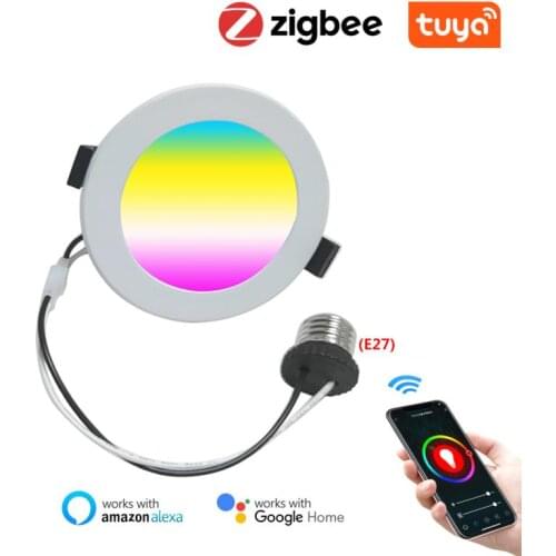 Zigbee Smart LED Downlight Tuya Smart LED RGB+C+W Downlight Ceiling Spot Light Lamp Voice Control Works With Alexa Google Home