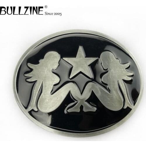 The Bullzine Lady belt buckle with pewter finish FP-02029-1 suitable for 4cm width belt