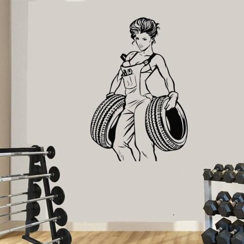 Sexy Girl Wall Decal Car Wheels Repair Service Wall Sticker Door Window Vinyl For Garage Auto Shop Interior Decor dw20275