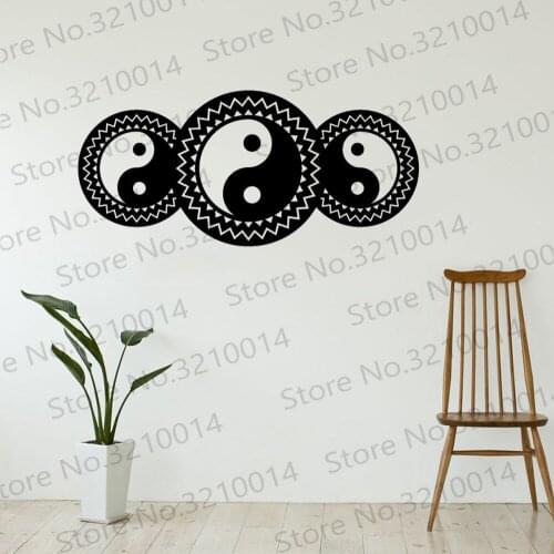 Yin Yang Lotus Vinyl Wall Sticker Living Room Mural Poster Om Home Decor Removable Art Wallpaper PW539