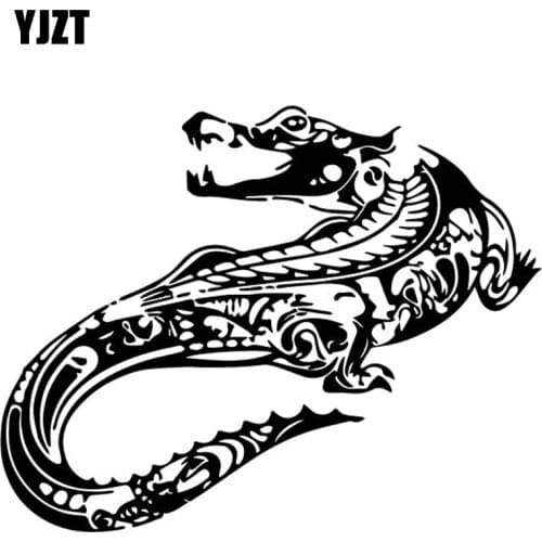 YJZT 18.6CM*14.7CM Ferocious Crocodile Personalized Car Stickers Car Door Decor Vinyl Decal Black/Silver C4-1422