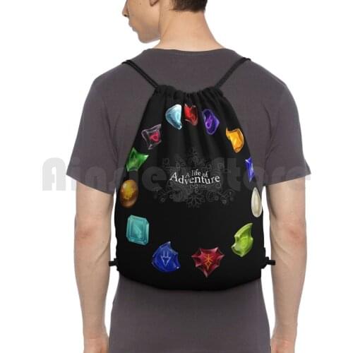 A Life Of Adventure Backpack Drawstring Bags Gym Bag Waterproof Ffxiv Final Fantasy Xiv Final Fantasy Mmo Game Crystals