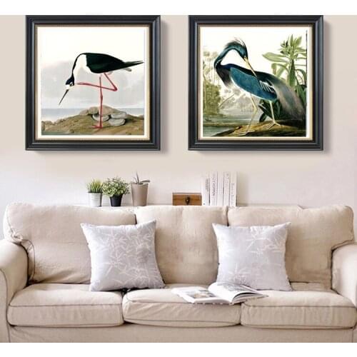 Animal canvas print birds world giant poster canvas painting pastoral picture Louisiana_Heron Long-legged Avocet by Audubon