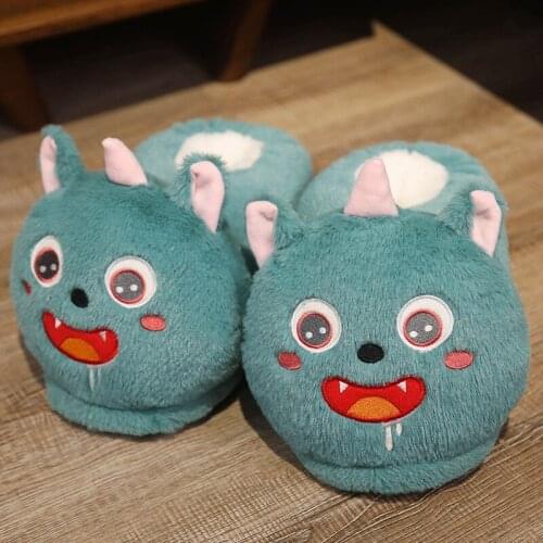 Winter Cartoon Animal Cotton Slippers For Women Home Cozy Plush Furry Warm Shoes Indoor Thick Soled Cute Slides Wholesale