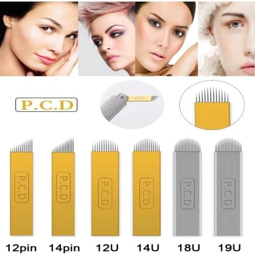 0.18mm 50PCS/Set Nano Blade Microblading PCD Needles Hard 12u/14u/18u for Microblading 3D Embroidery Pernement Makeup Eyebrow