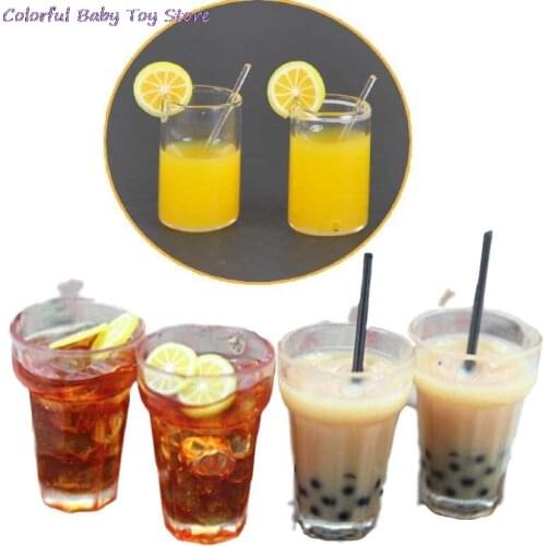 1:12 Resin Dollhouse Mini Lemon Milk Tea Water Cup Miniature Dollhouse Accessories Cups Toy Mini Decoration Gifts