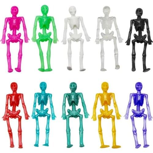 10pcs TPR Soft Rubber Skull Frame Stretchable Skeletons Halloween Tricky Funny Toy Bag Fillers For Party Favors #20