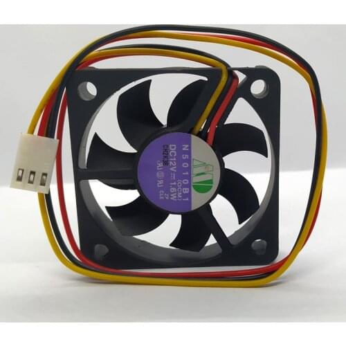 2pcs/Lots Original 5010 N5010B1 DC 12V 1.6W 50*50*10mm 5CM 3-wire CPU cooling fan