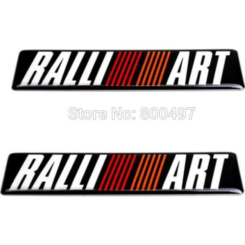 2 x Newest 3D Car Styling Aluminum Glue Decal Car Emblem Car Accessories Adhesive Badge for Ralliart Ralli Art