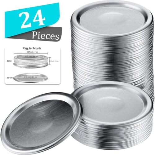 24 PCS Canning Lids Leak Proof Sealing Food Keeping Fresh 70MM Regular Mouth Mason Jar Covers Jar Lids Kitchen Supplies