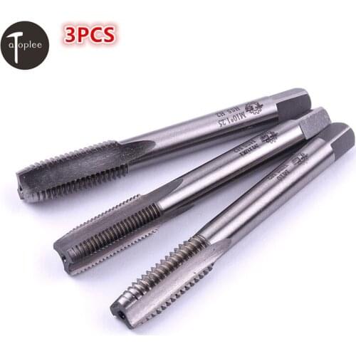 3PCS M10 HSS Right Hand Thread Tap Metric Tapper Plug Tool 1.0mm,1.25mm,1.5mm Pitch For Home Hand Tools