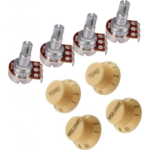 4x Guitar Full Size Pots A250K B250K Split Knurled Shaft Audio Volume Taper Potentiometers for Electric Guitar