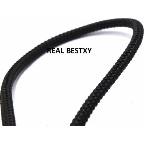 5m/lot approx: 5*5mm Black Braided Leather Bracelet Findings Cords with steel wire braided Leather Jewelry Cord String Rope DIY