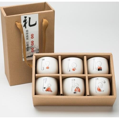 6pcs/pack High-grade Ceramic Teacup Set Chinese Chinese Kung Fu Tea Cup Hand Painted Gifts For New Year Christmas Day