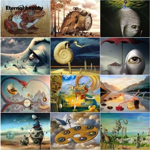 Diamond Painting Big Eyes Movie Poster Abstract Figure Painting Diamond Embroidery Snails and Dragon Diamond Mosaic Art Painting