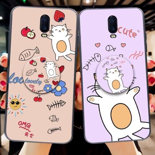 AriBag Stand Silicone Case For OPPO R15 R17 Pro 6.28" R15X K1 Cute Cat Skin Back Cover For OPPO Find X X2 Pro
