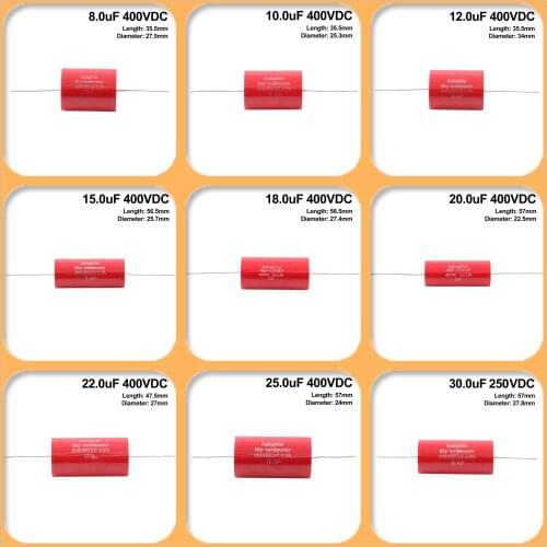Audiophiler Axial MKP Audio Grade Capacitor 8.0uF~30uF 400VDC For HIFI Frequency Capacitance Guitar Amplifier DIY