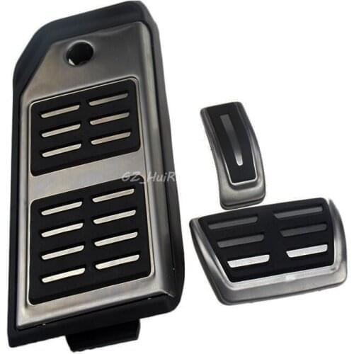 Car accessories 3pcs/set Stainless Steel Fuel Gas Brake Footrest Pedal Pad Plate AT For Audi Q7 2016 2017 stickers styling