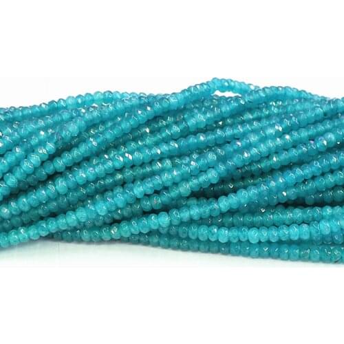 Hot sale blue jades natural stone beads 2*4mm rondelle faceted abacus chalcedony high quality jewelry loose beads 15inch B561