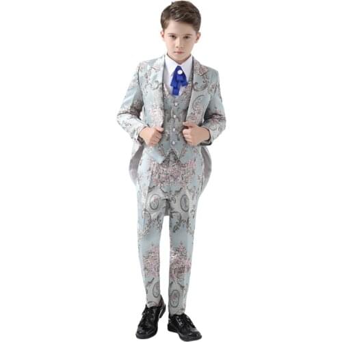 Spring Flower Boys Formal Blazer Teenager Tuxedo Clothing Set Kids Wedding Dress Suit Children Birthday Party Costume Suits