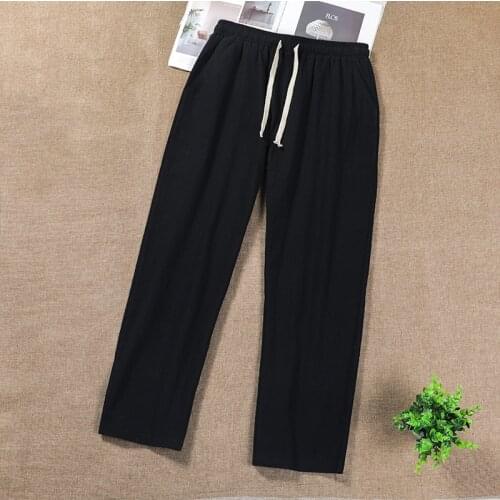 New mens plus size 5xl wide leg pants casual cotton linen pants big size Autunm trousers black gray kung fu cargo pants men