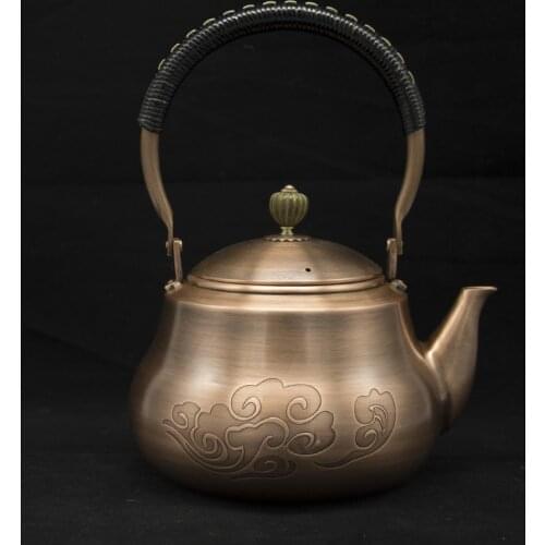 1.2L handmade red copper teapot glass samovar ceramic enameled from clay enameled kettle metal puer green tea gift Japanese