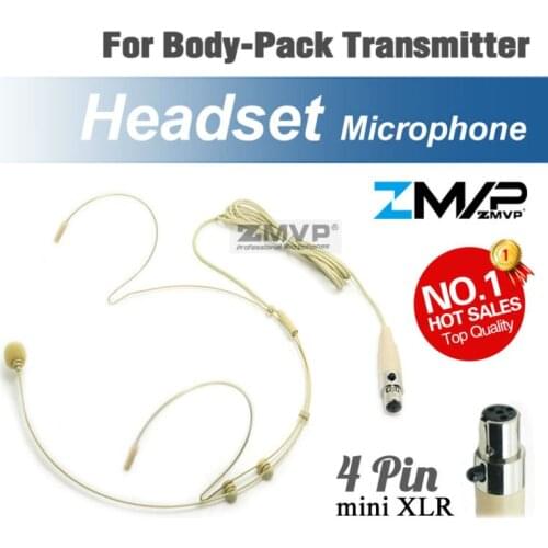 Headworn Headset Professional Condenser Microphone Mini 4 Pin XLR TA4F Connector Mic for Shure Wireless Body-Pack Transmitter
