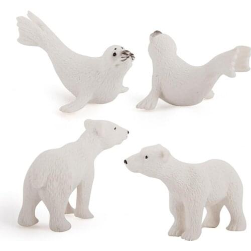 6Pcs Exquisite Figurine Realistic Vivid Good Craftmanship Polar Bear Animal Model for Home Desktop