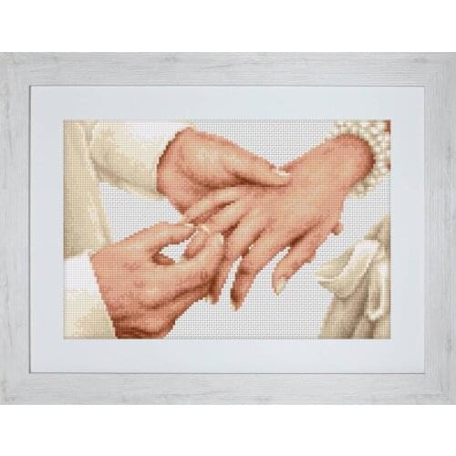 Colorfully fabric Top Quality Beautiful Lovely Counted Cross Stitch Kit Forever Wedding Ring and Flower Love luca-s luca