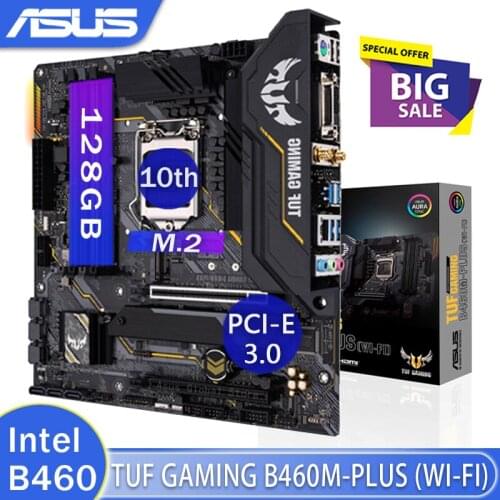 LGA 1200 Asus TUF GAMING B460M-PLUS (WI-FI) Motherboard Support Intel 10th-Gen CPU PCI-E 3.0 M.2 Desktop B460 Placa-Mãe 1200 New